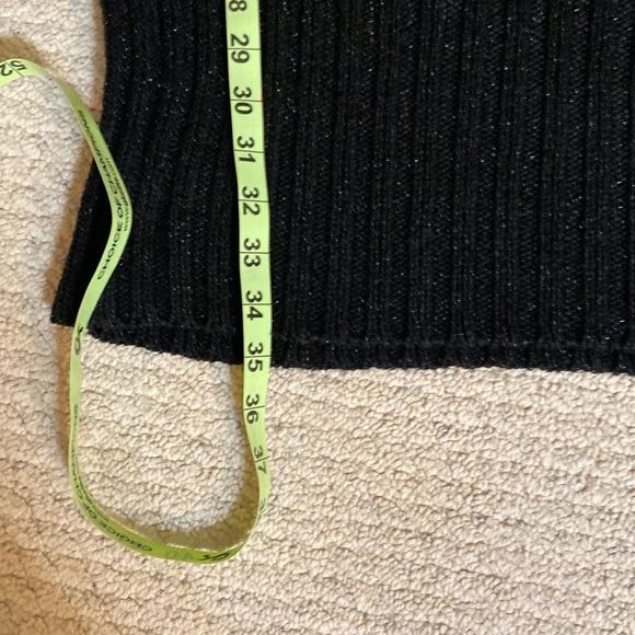 bebe Scope Neck Black & Silver Metallic Surplus LS Sweater Tunic - Picture 6 of 11